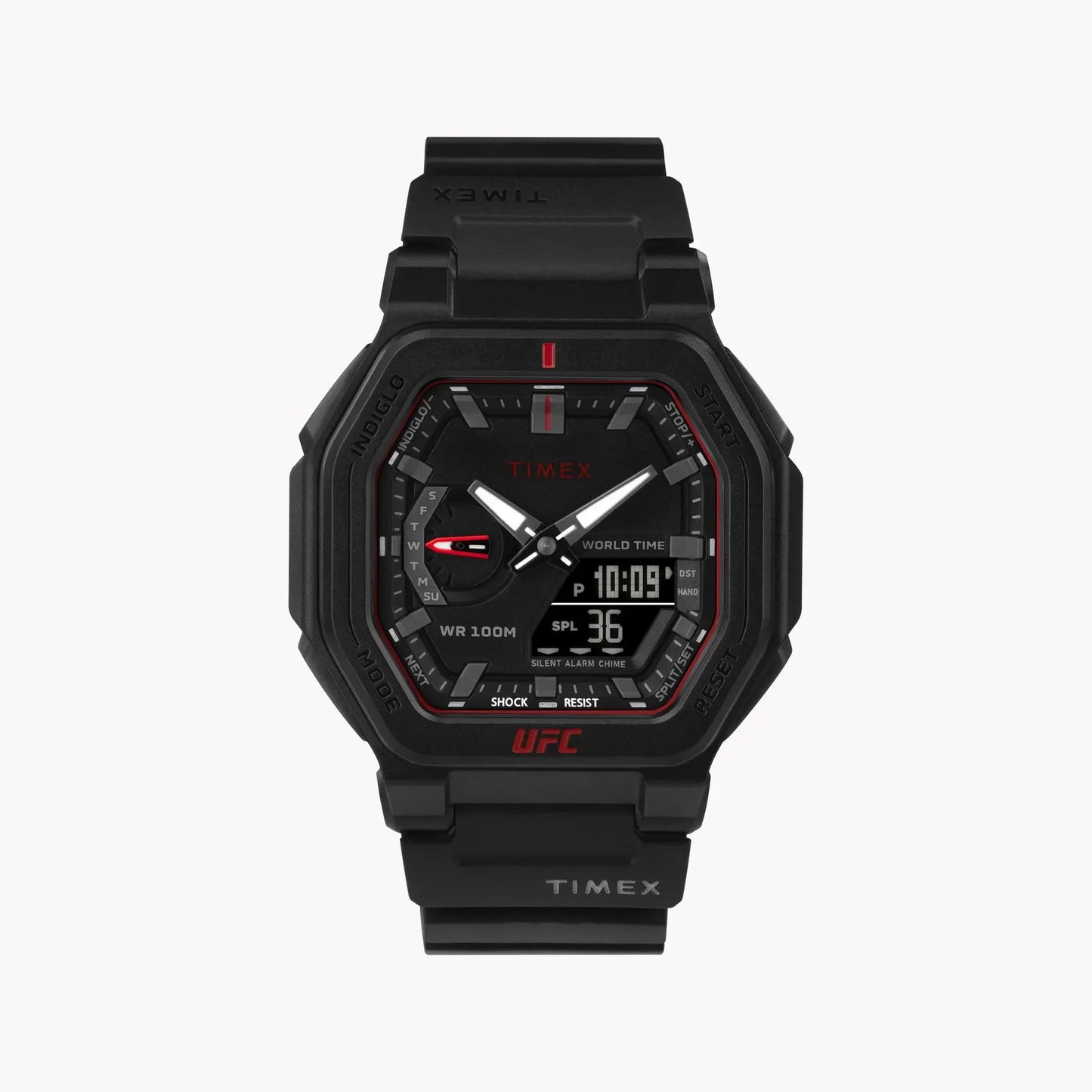Timex Men's Black Resin Watch, Red Luminous | T5k612 by TIMEX