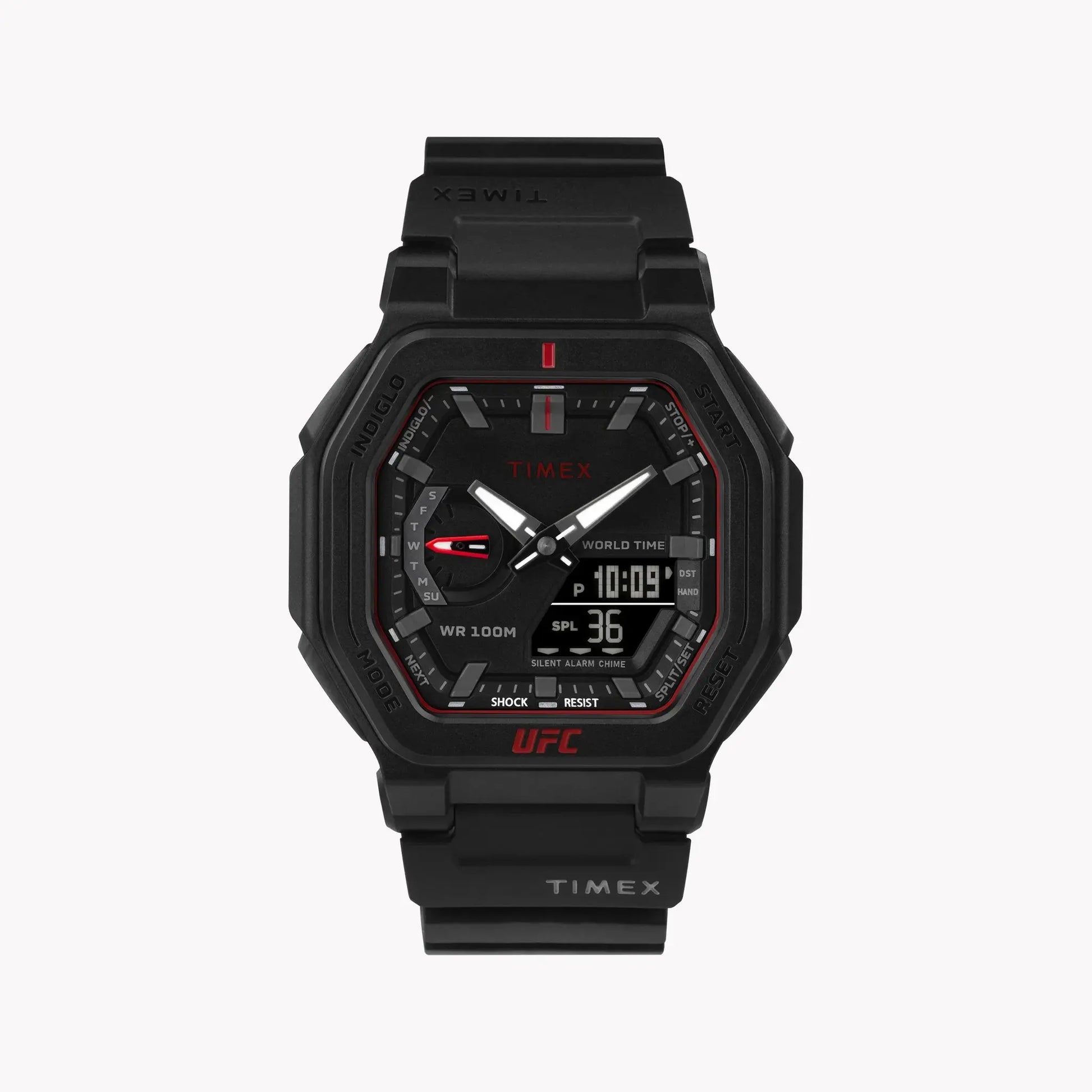 Timex Men's Black Resin Watch, Red Luminous | T5k612 by TIMEX