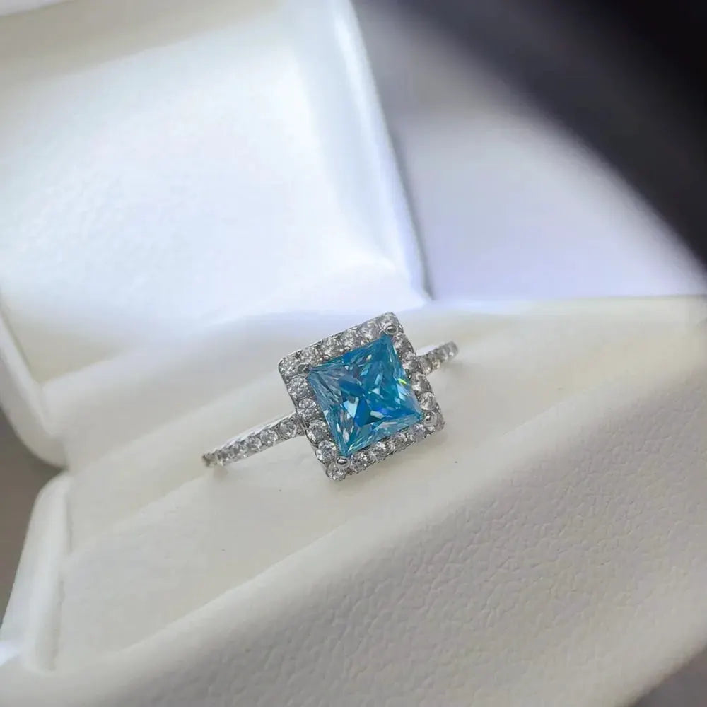 2 Carat Moissanite 925 Sterling Silver Square Shape Ring by Partner Label