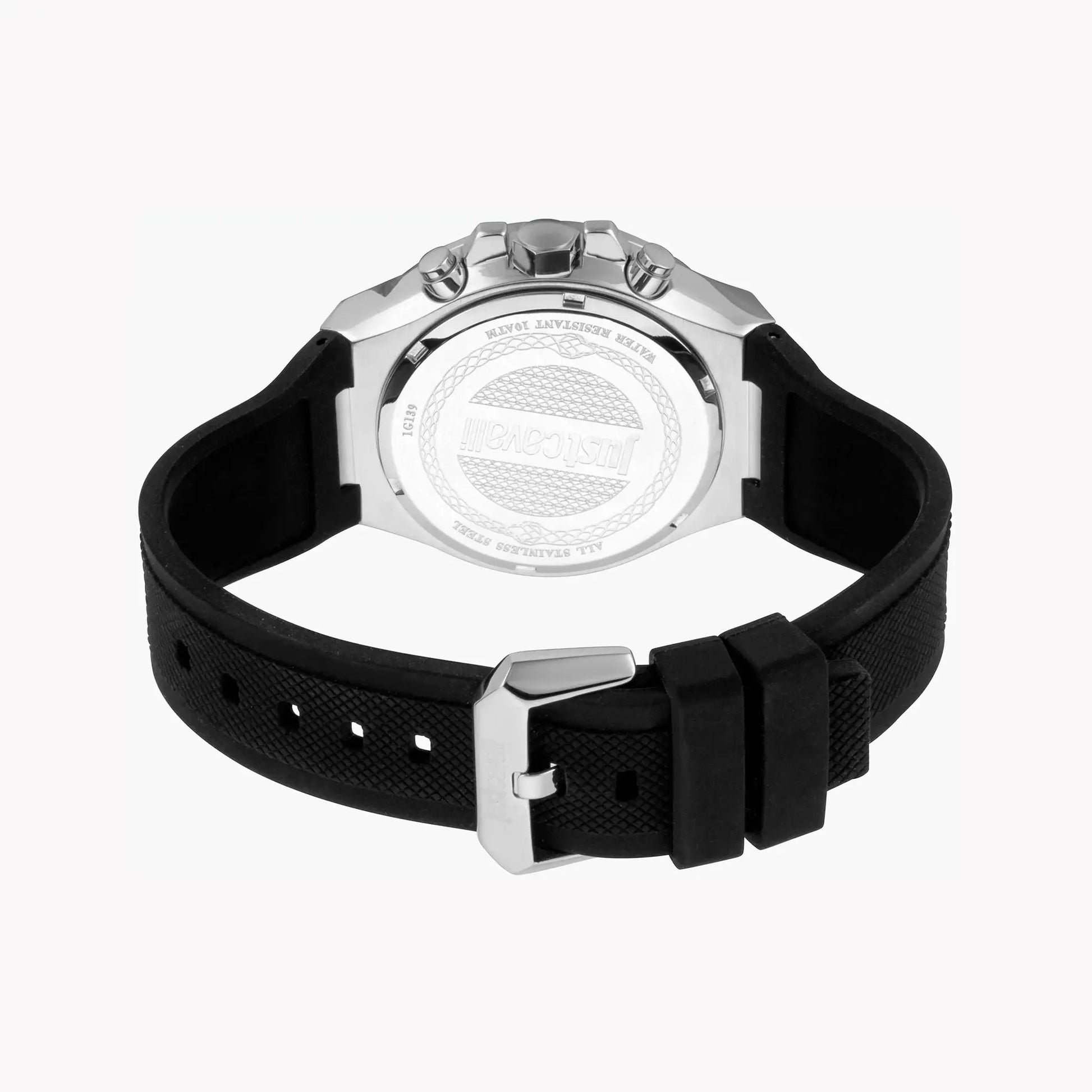 Just Cavalli Men's Silver Watch, Black Silicone Band | Jc1g139p0025 by JUST CAVALLI