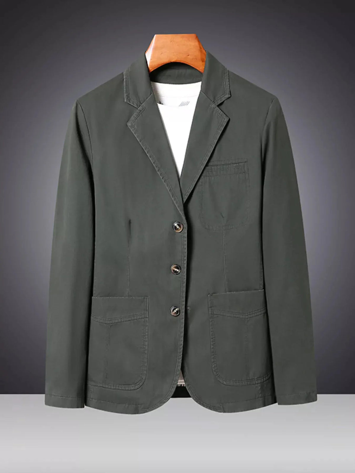 Men's Plus Size Lapel Collar Long Sleeve Blazer by Trendsi