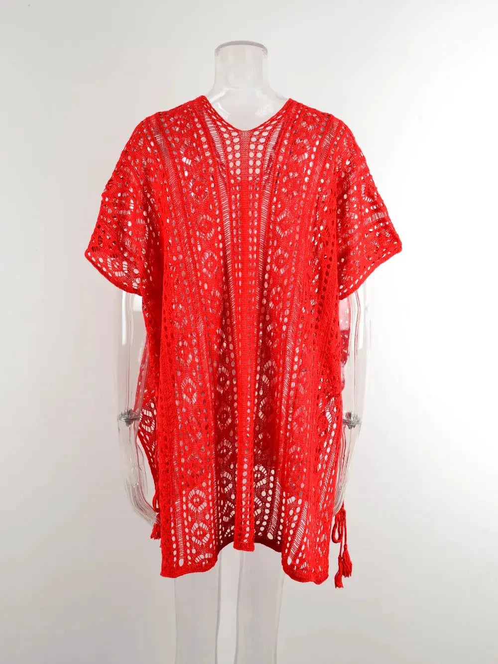 Angel Wings Cutout V-Neck Cover-Up with Tassel by Partner Labels
