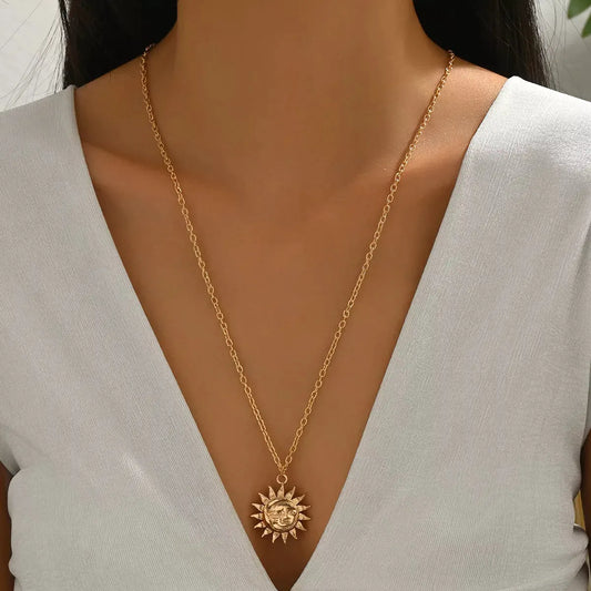 18K Gold-Plated Sunburst Pendant Necklace by Partner Labels
