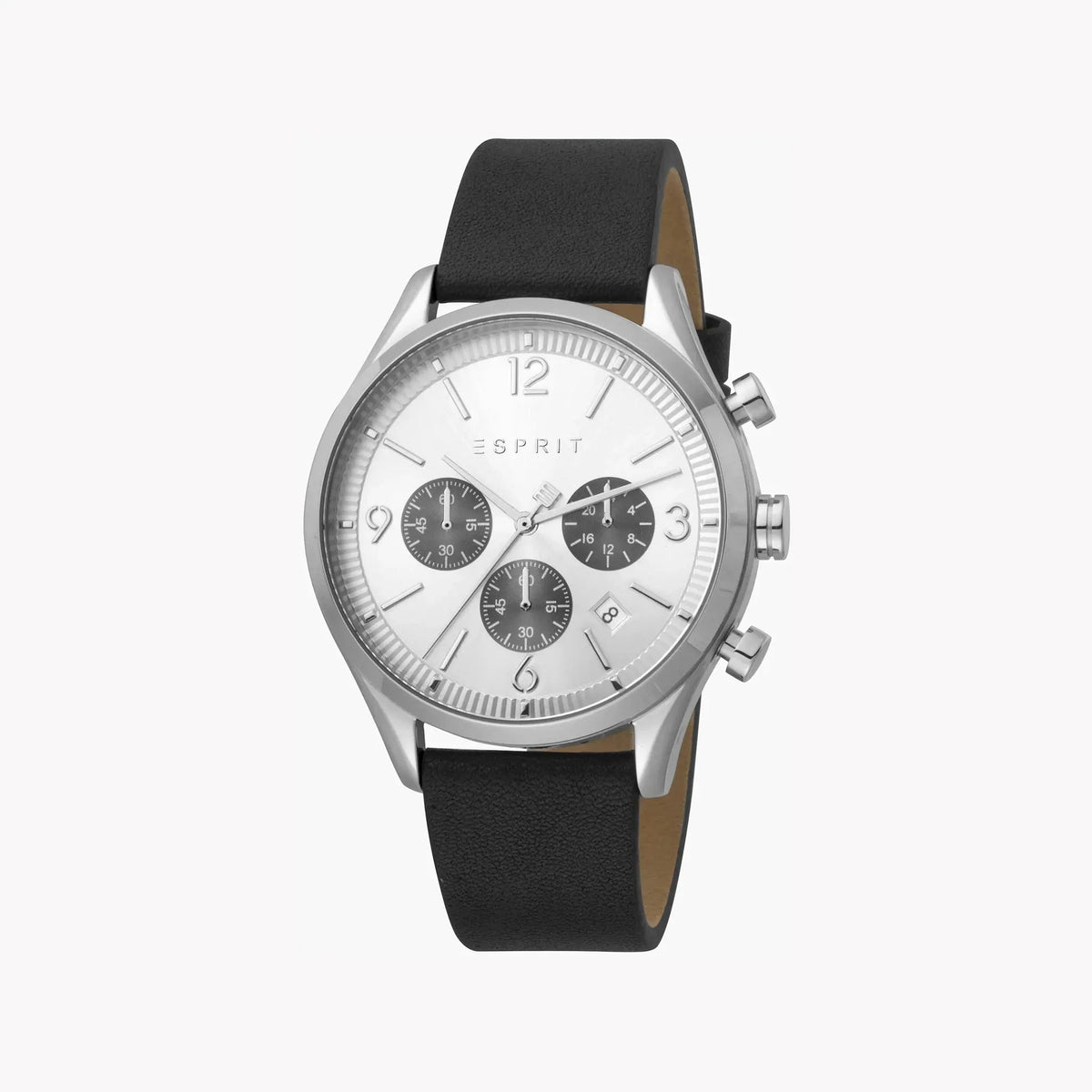 Esprit Men's Black Leather Watch, Silver Dial | ES1G210L0015 by ESPRIT