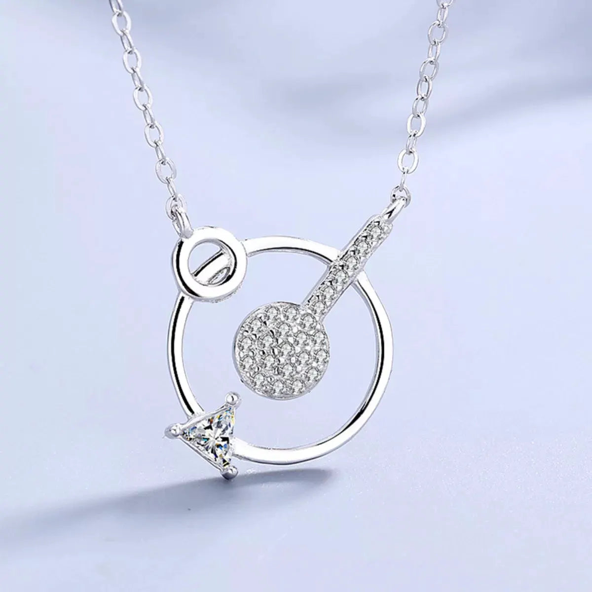 925 Sterling Silver Zircon Geometric Pendant Necklace by Partner Labels