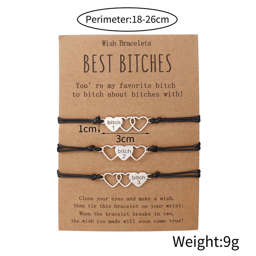 Best Bitch Card Bracelet Creative Stainless Steel Love Woven Bracelet by Maiden-Art