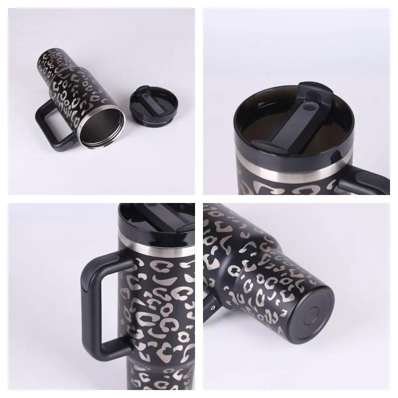 40 Oz Tumbler With Handle Straw Insulated, Stainless Steel Spill Proof Vacuum Coffee Cup Tumbler With Lid Tapered Mug Gifts For Valentine Lover Suitable For Car Gym Office Travel by Maiden-Art