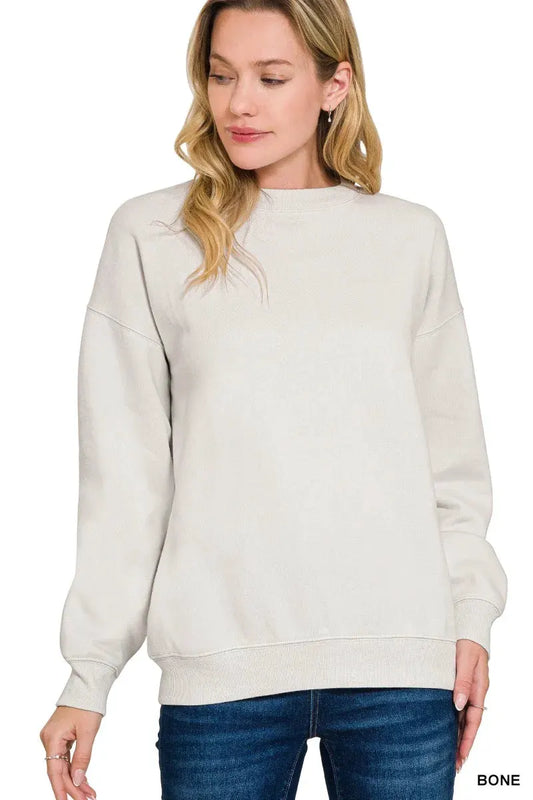 Zenana Fleece Crewneck Long Sleeve Sweatshirt by Zenana
