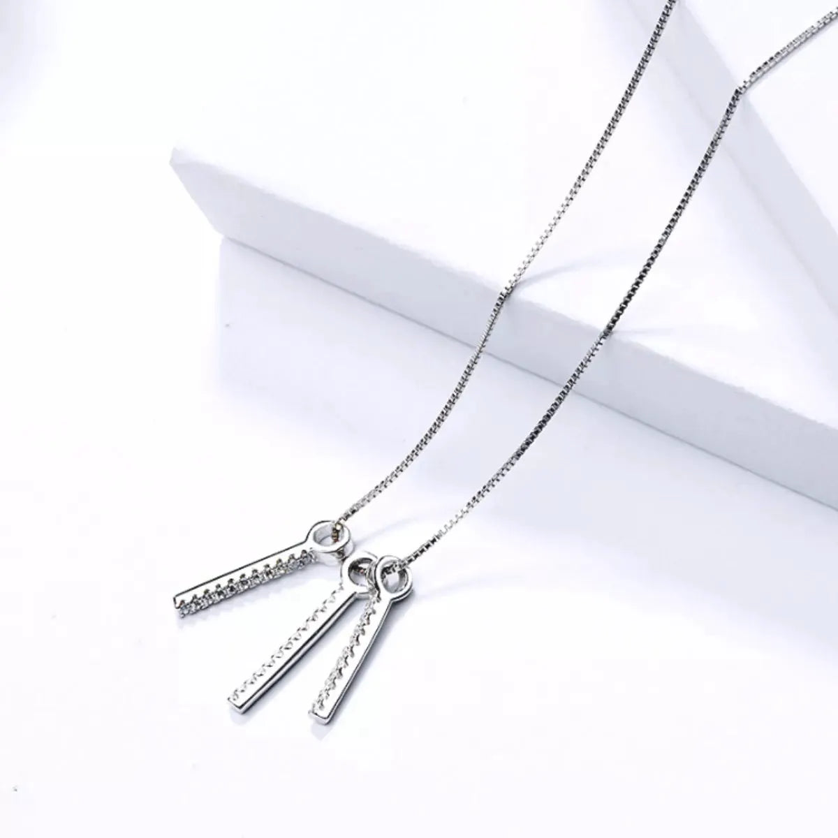 925 Sterling Silver Zircon Tassel Pendant Necklace by Partnel Label