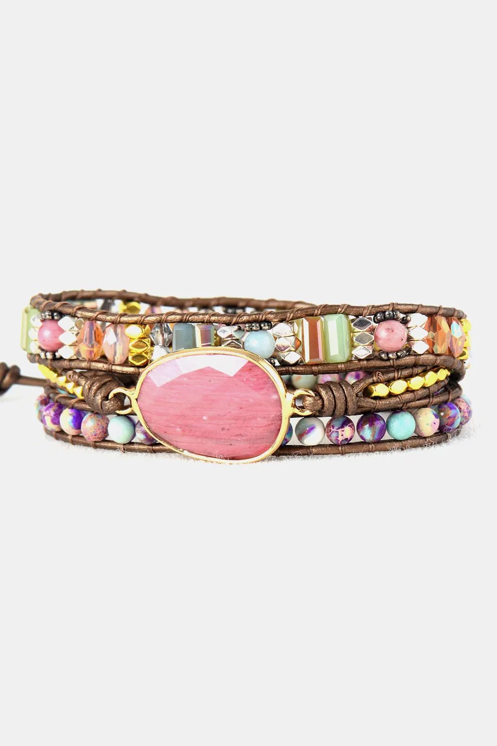 Handmade Crystal Beaded Natural Stone Bracelet by Partner Label