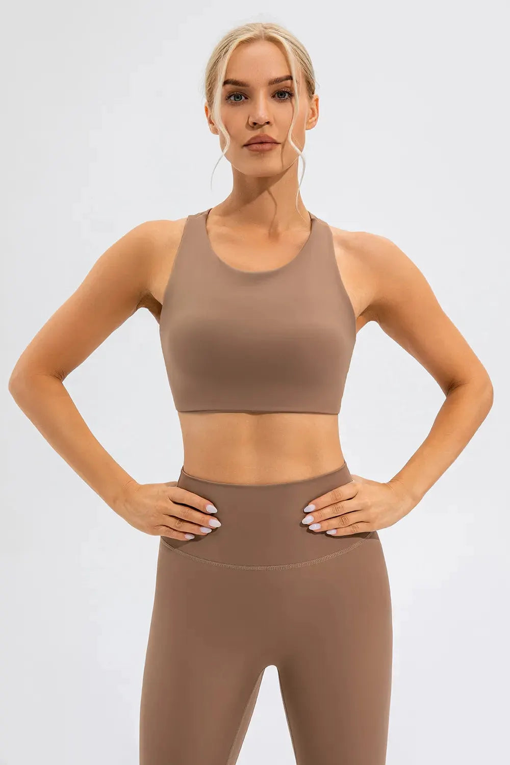 Round Neck Cutout Cropped Active Tank by Partner Label