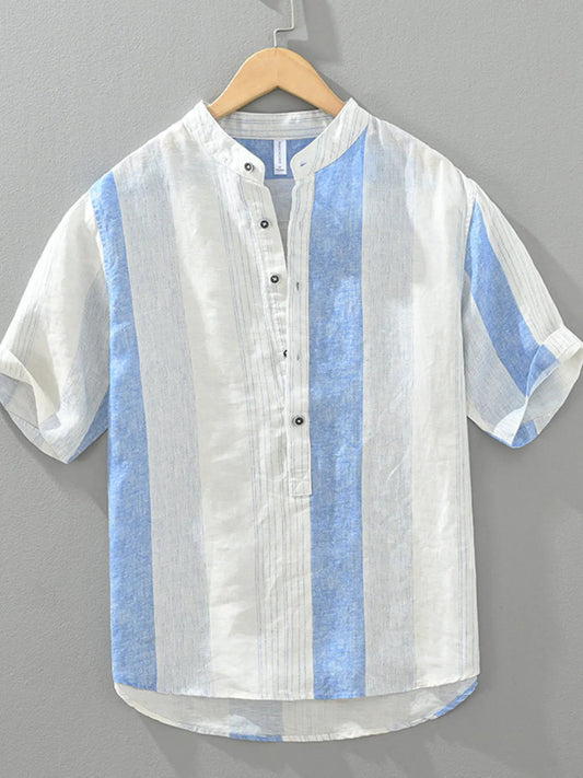 Men's Plus Size Casual Color Block Short Sleeve Shirt by Trendsi