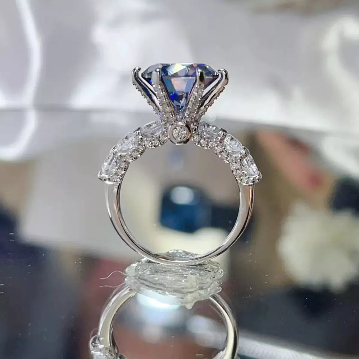 5 Carat Moissanite 6-Prong 925 Sterling Silver Ring by Partner Label