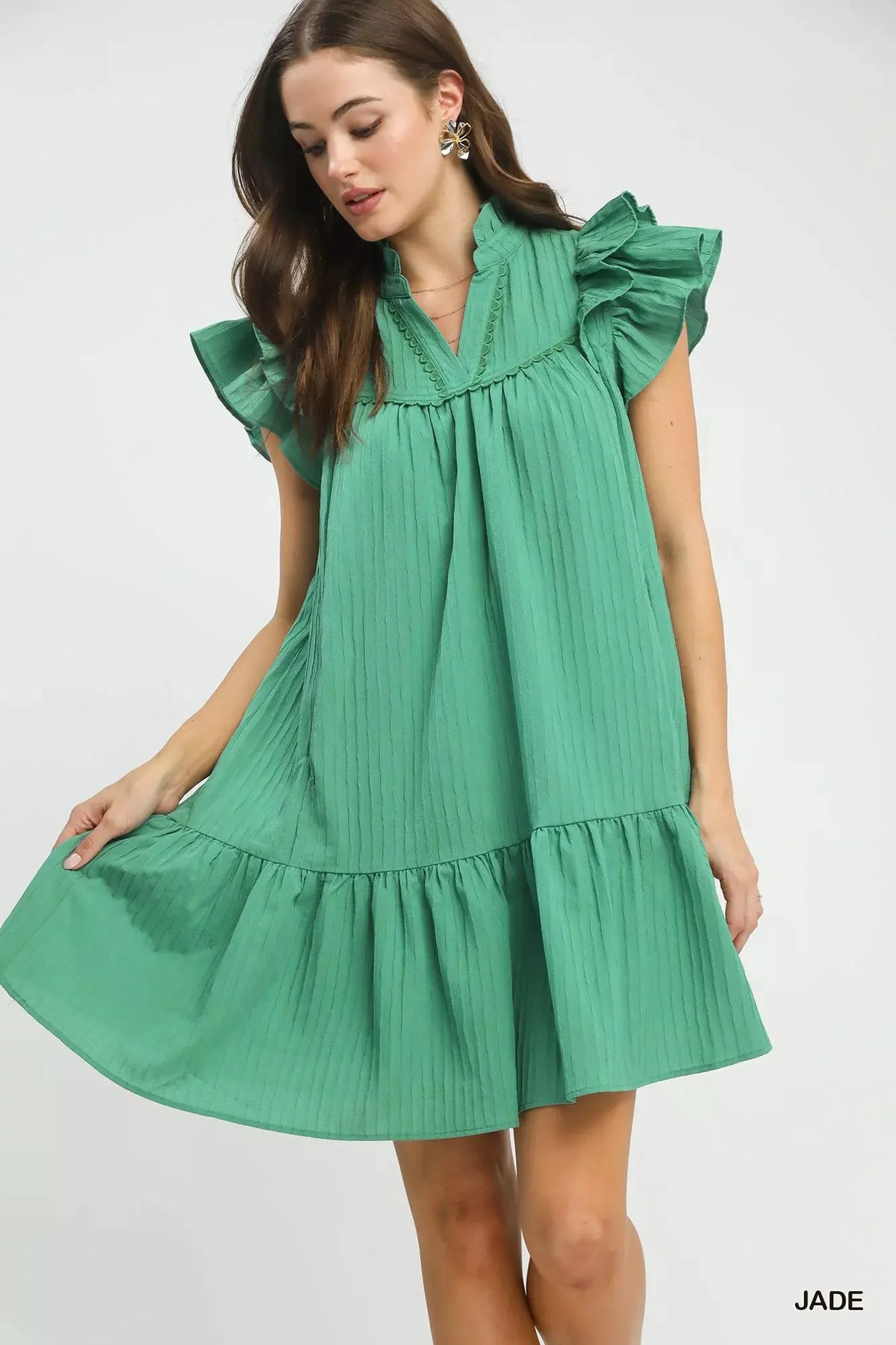Umgee Flutter Sleeve Tiered Dress by Umgee