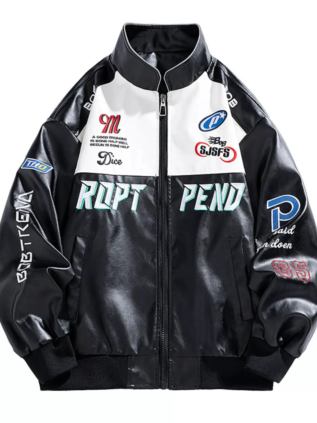 Men's Plus Size Racing-Inspired Zip Up Jacket by Trendsi