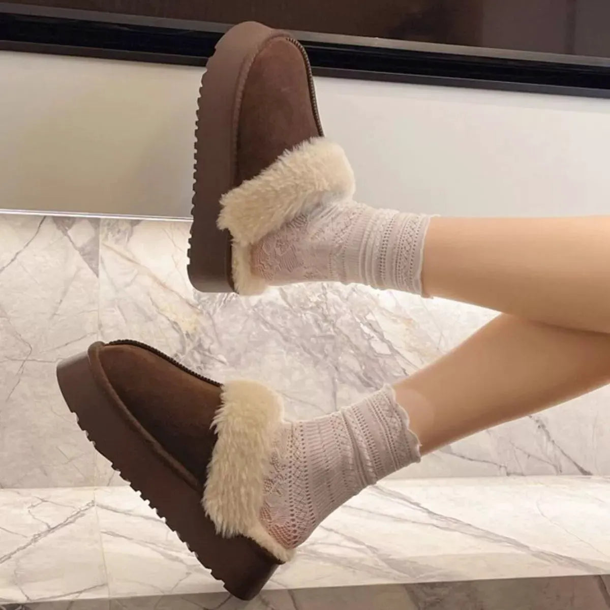 Round Toe Platform Slippers by Partnel Label
