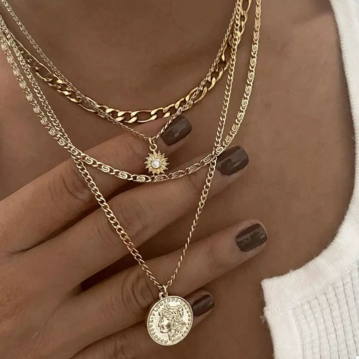 Four Layered Pendant Necklace by Partner Label