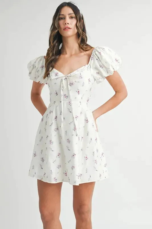 MABLE Floral Print Puff Sleeve Mini Dress by MABLE