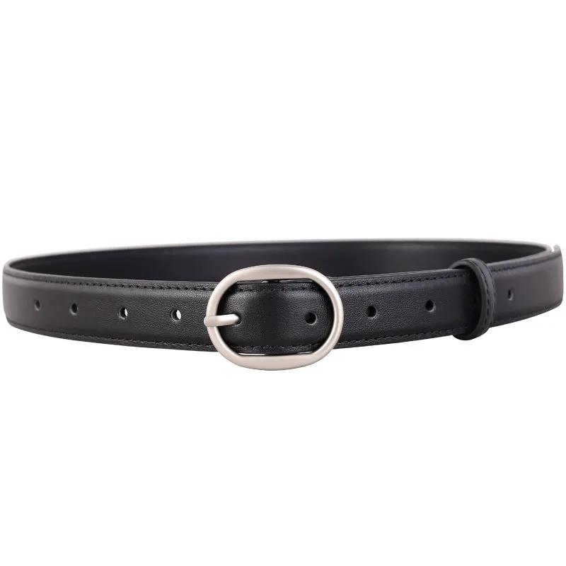 Oval Buckle Leather Belt by Trendsi