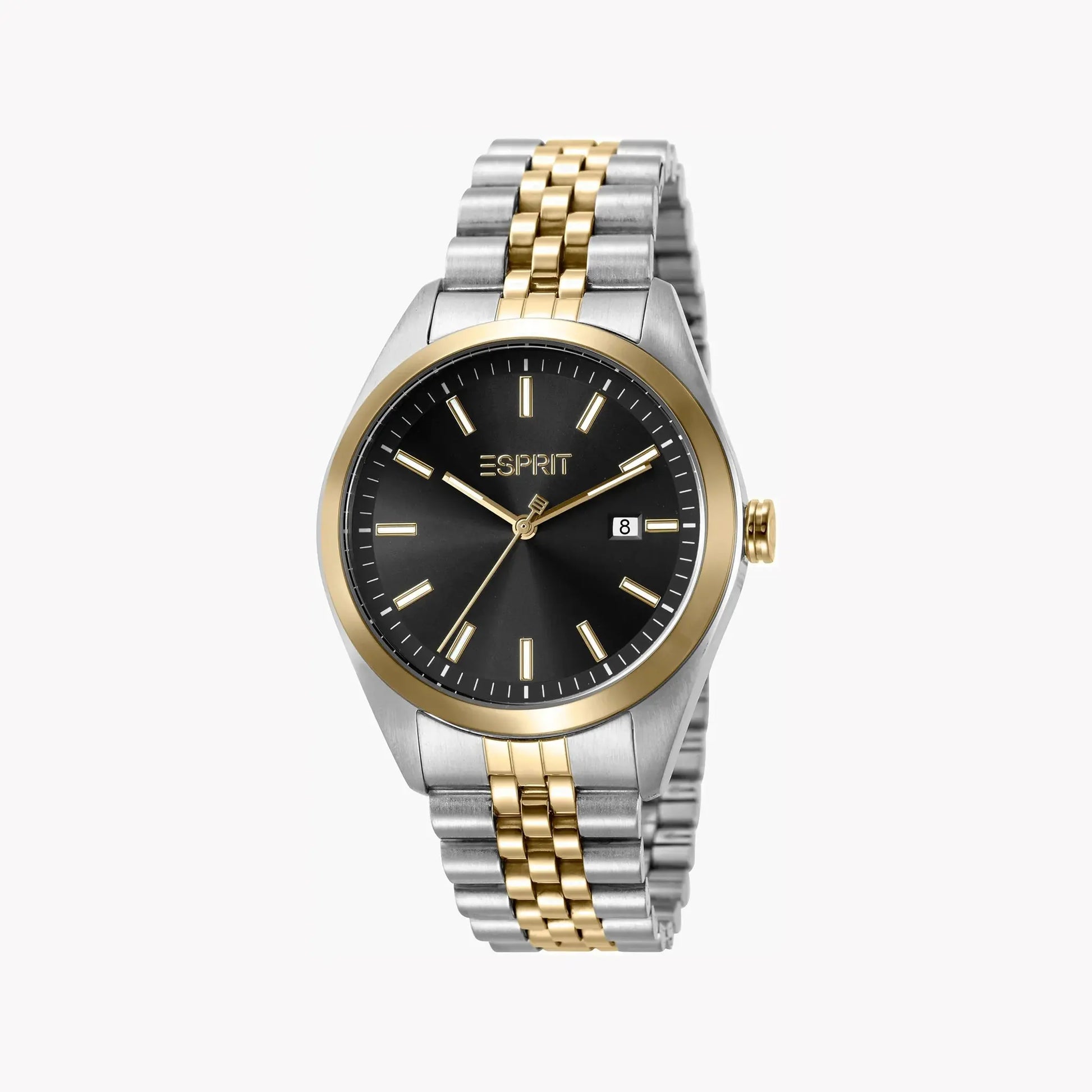 Esprit Men's Silver & Gold Stainless Steel Watch, Black Dial | Es1g250m0045 by ESPRIT