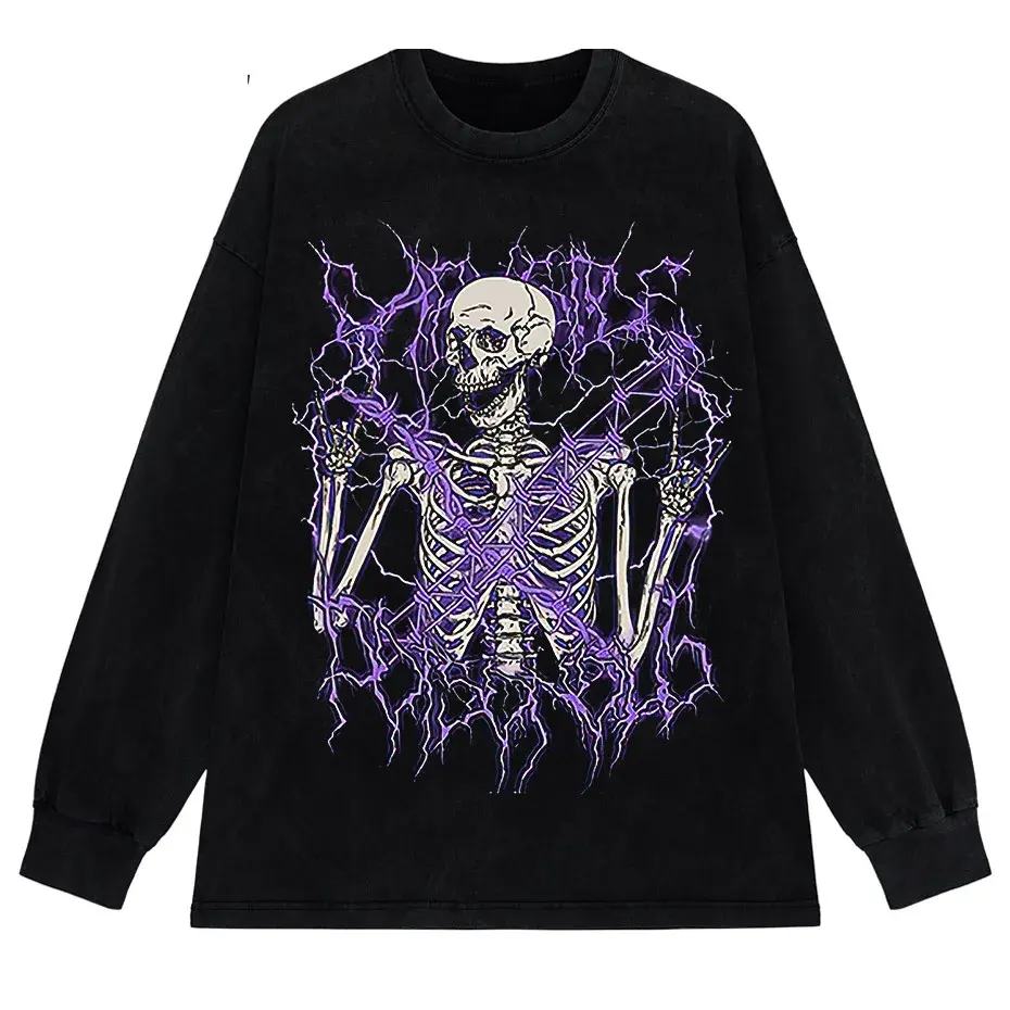 Angel Skull Graphic T-Shirt Plus Size Goth Streetwear Cotton Short Sleeve Unisex by Vimost Shop