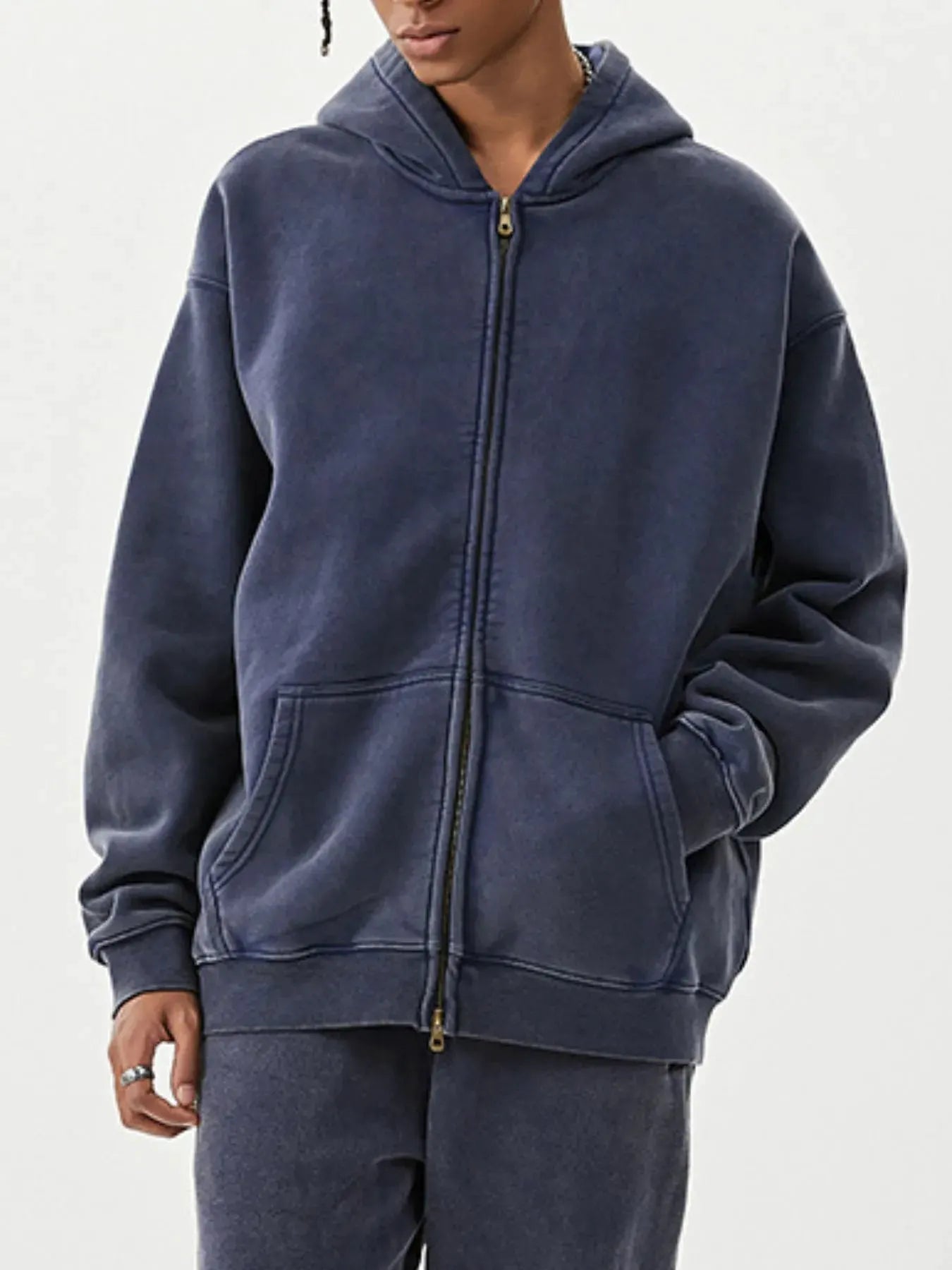Men's Oversized Zip-Up Hoodie by Trendsi