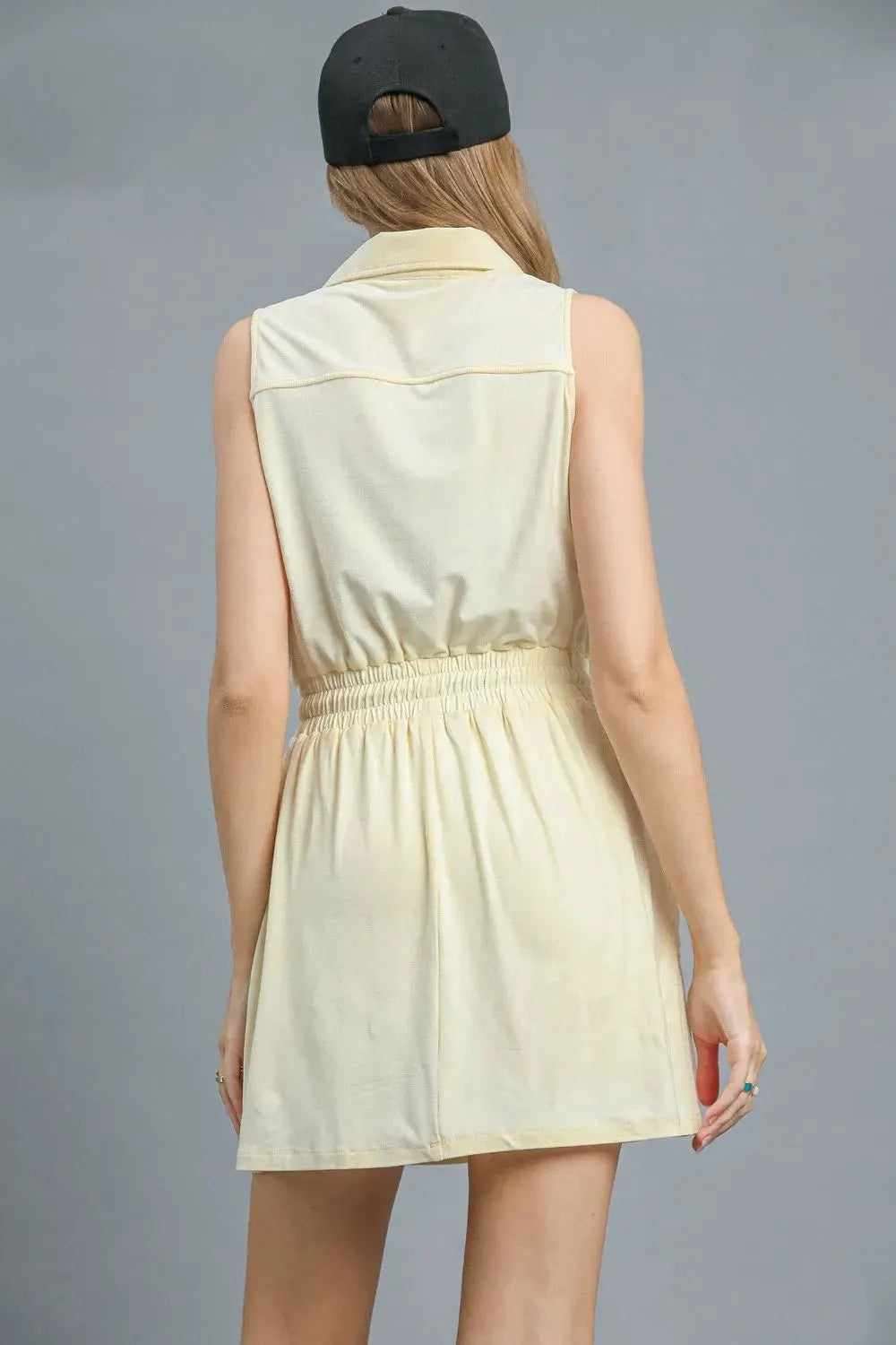Umgee Zip Front Drawstring Waist Sleeveless Dress by Umgee