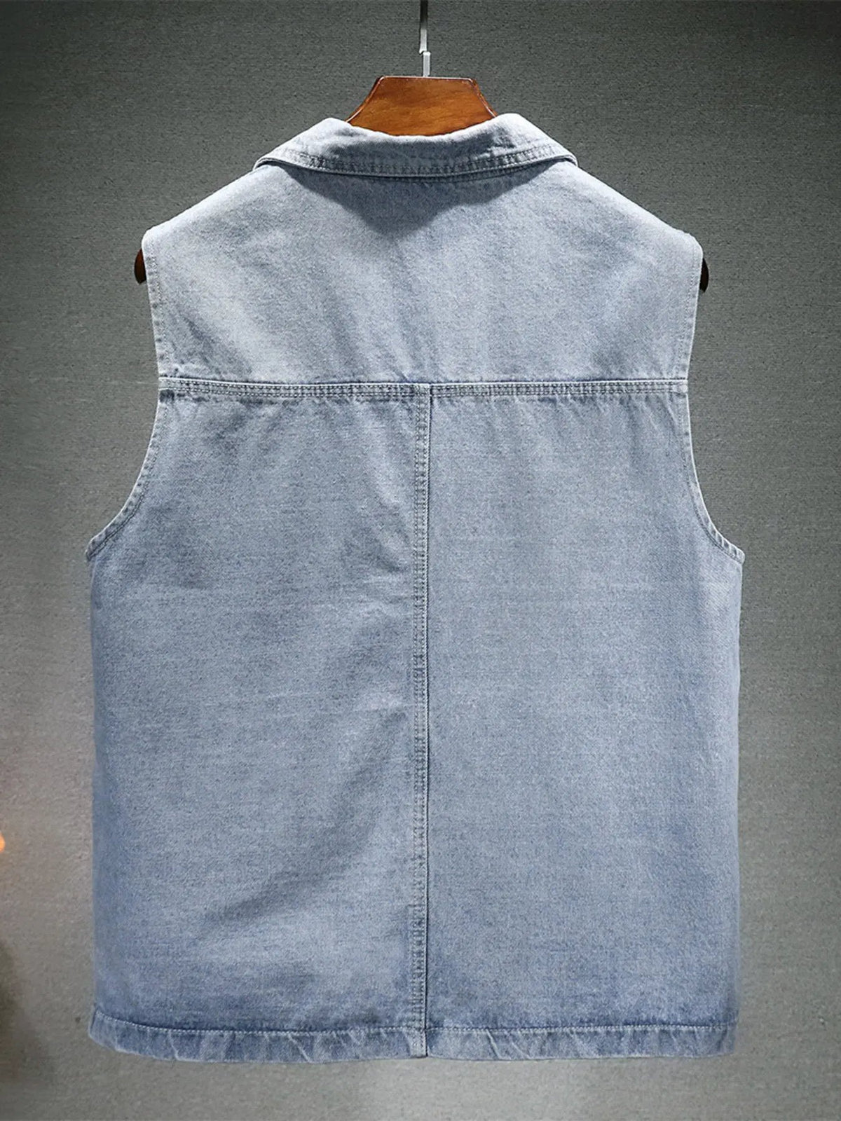 Men's Plus Size Vintage Washed Denim Vest by Trendsi