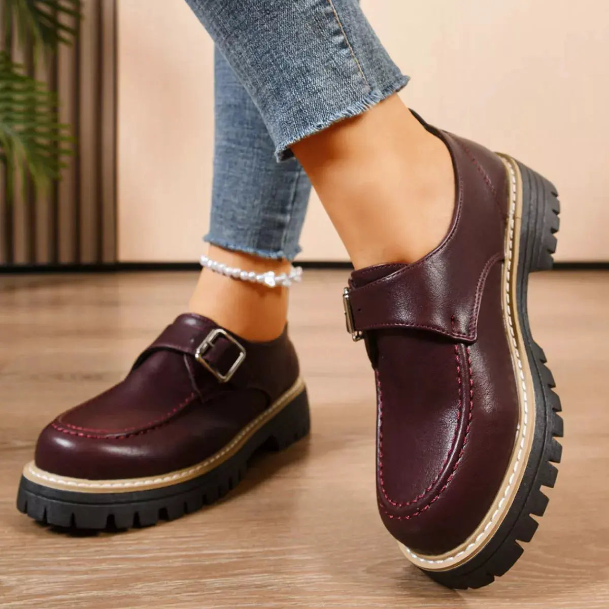 Round Toe Buckle Loafers by Partner Label