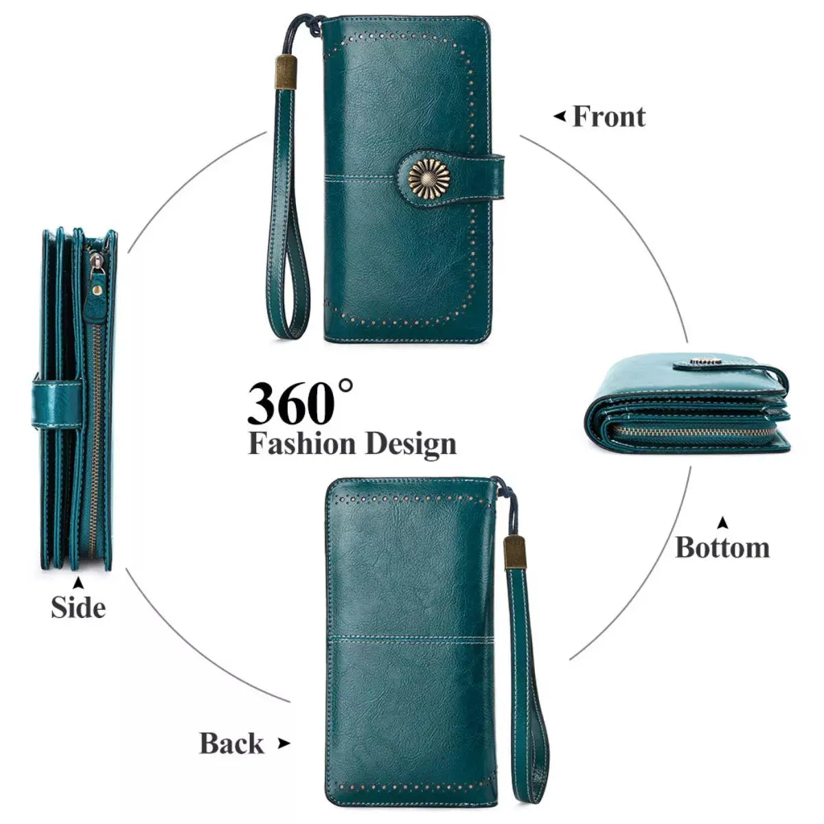 Vintage Style Leather Long Wallet by Partner Label