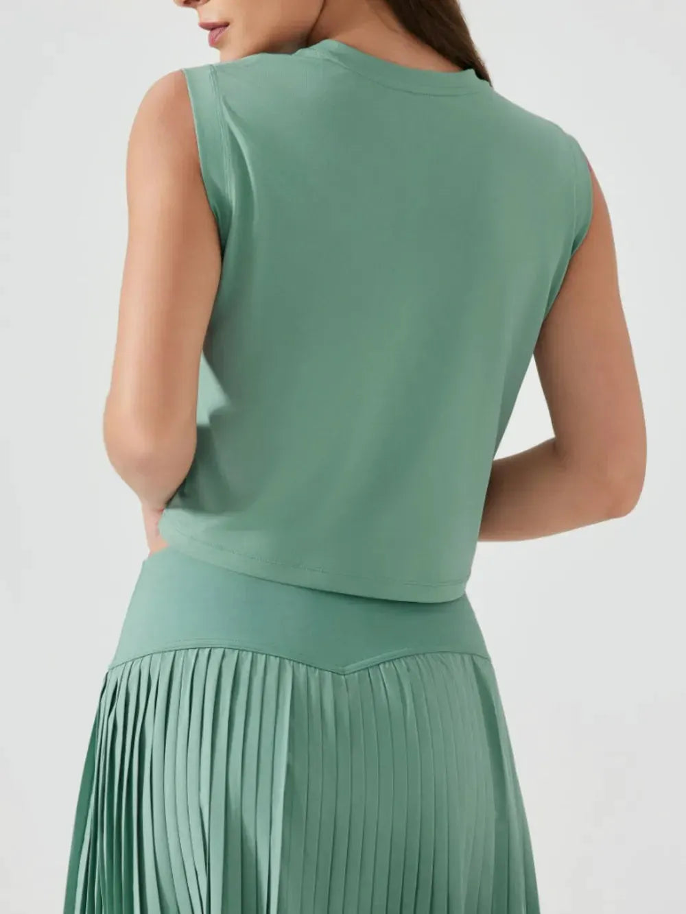 Millennia Round Neck Cropped Active Tank by Millennia
