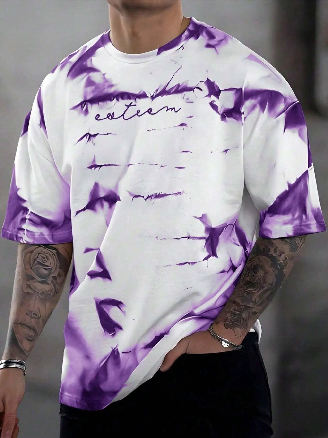 Men's Full Size Tie-Dye Round Neck T-Shirt Plus Size by Partner Label