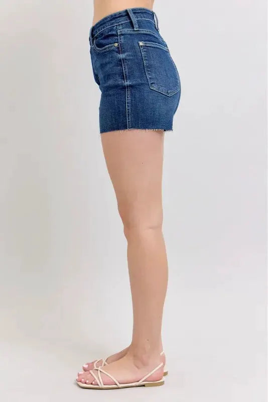 Judy Blue Full Size High Waist Criss-Cross Waistband Denim Shorts Plus Size by Judy Blue