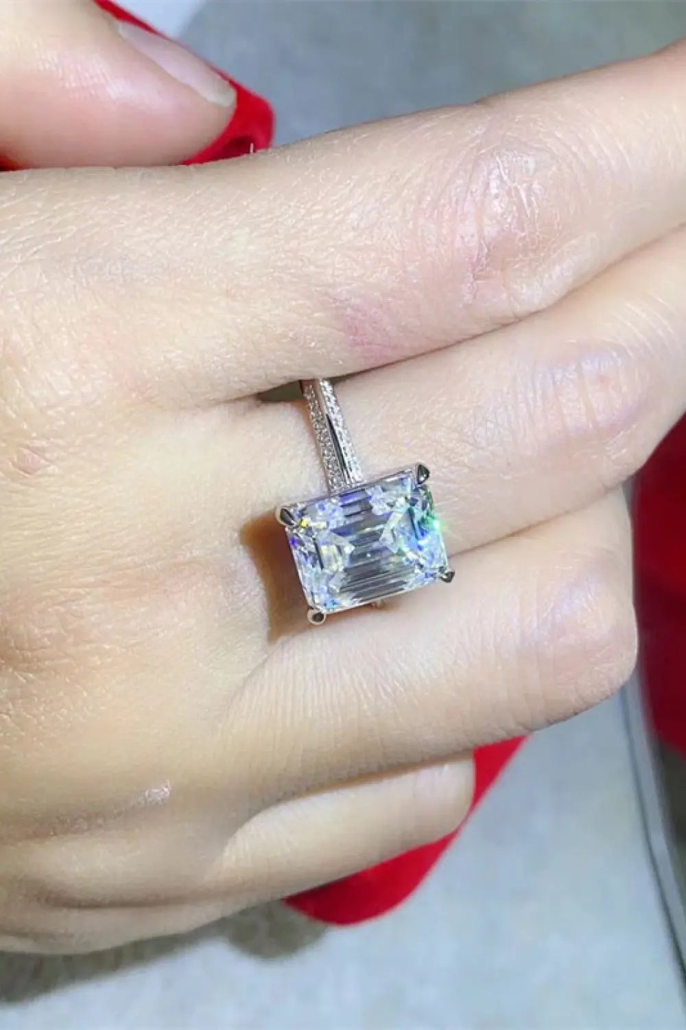 5 Carat Moissanite Platinum-Plated Ring by Partner Label