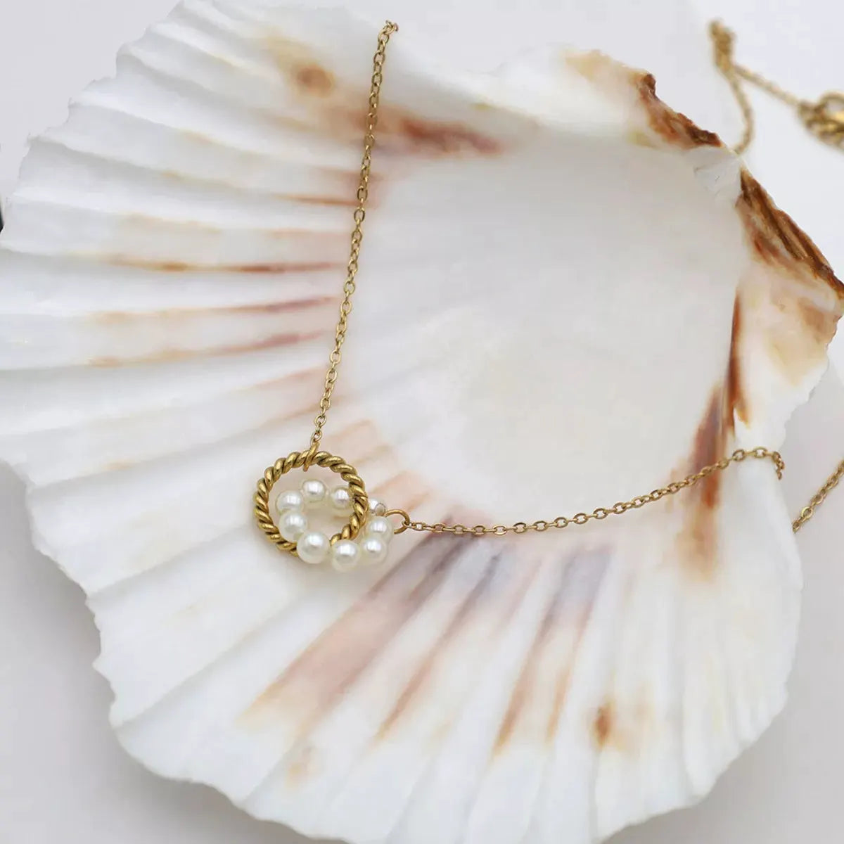 18K Gold-Plated Pearl Twisted Pendant Necklace by Partner Label
