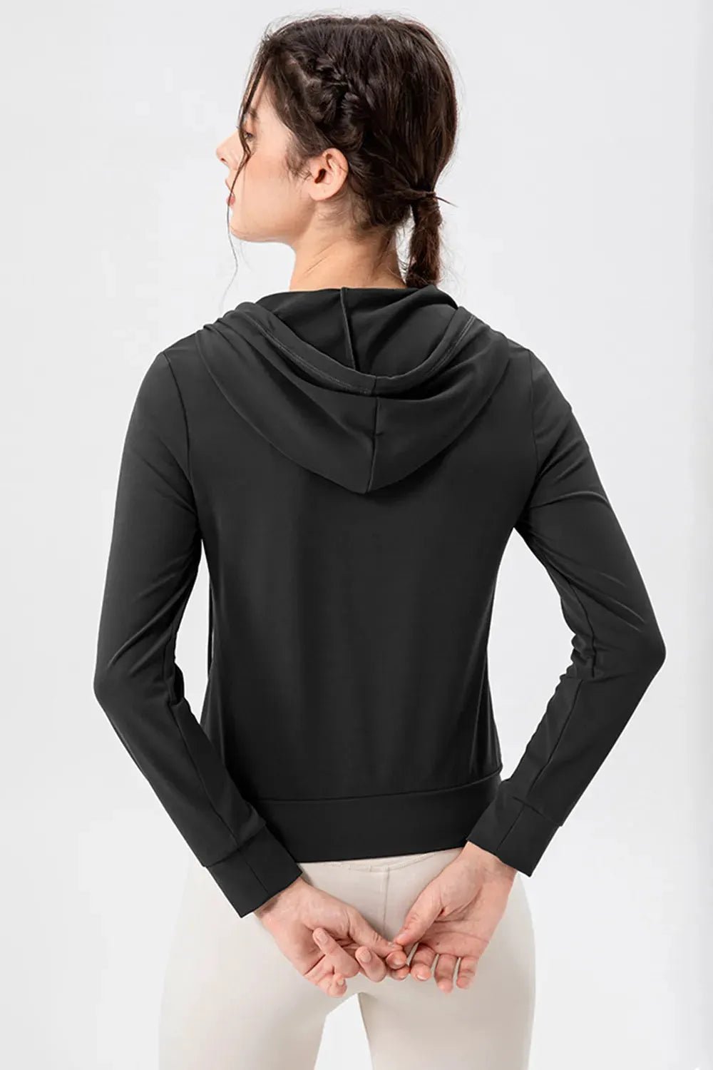 Drawstring Zip Up Hooded Active Outerwear by Partner Label