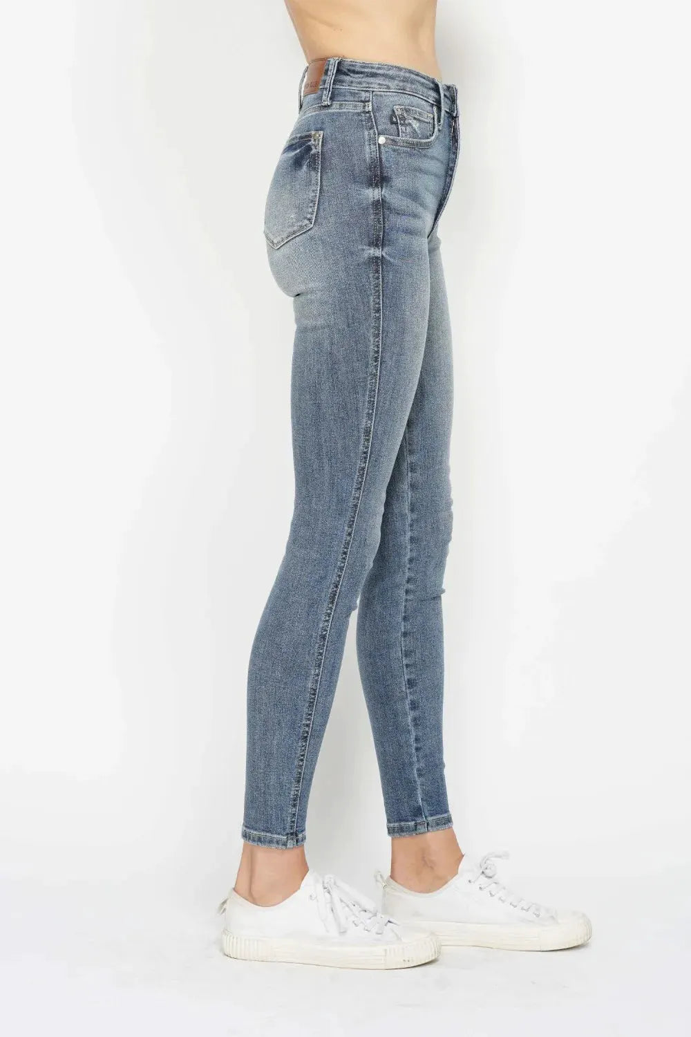 Judy Blue Full Size Tummy Control Contrast Wash Skinny Jeans by Judy Blue