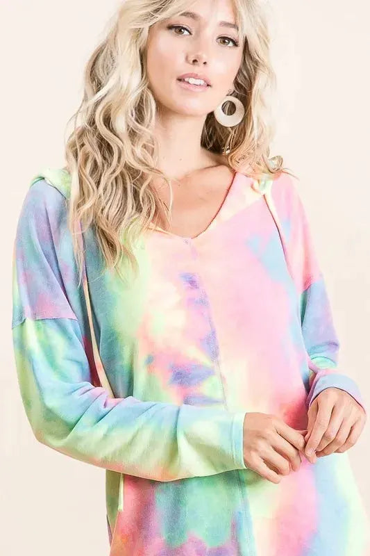 BiBi Tie Dye Terry Long Sleeve Hoodie by BiBi