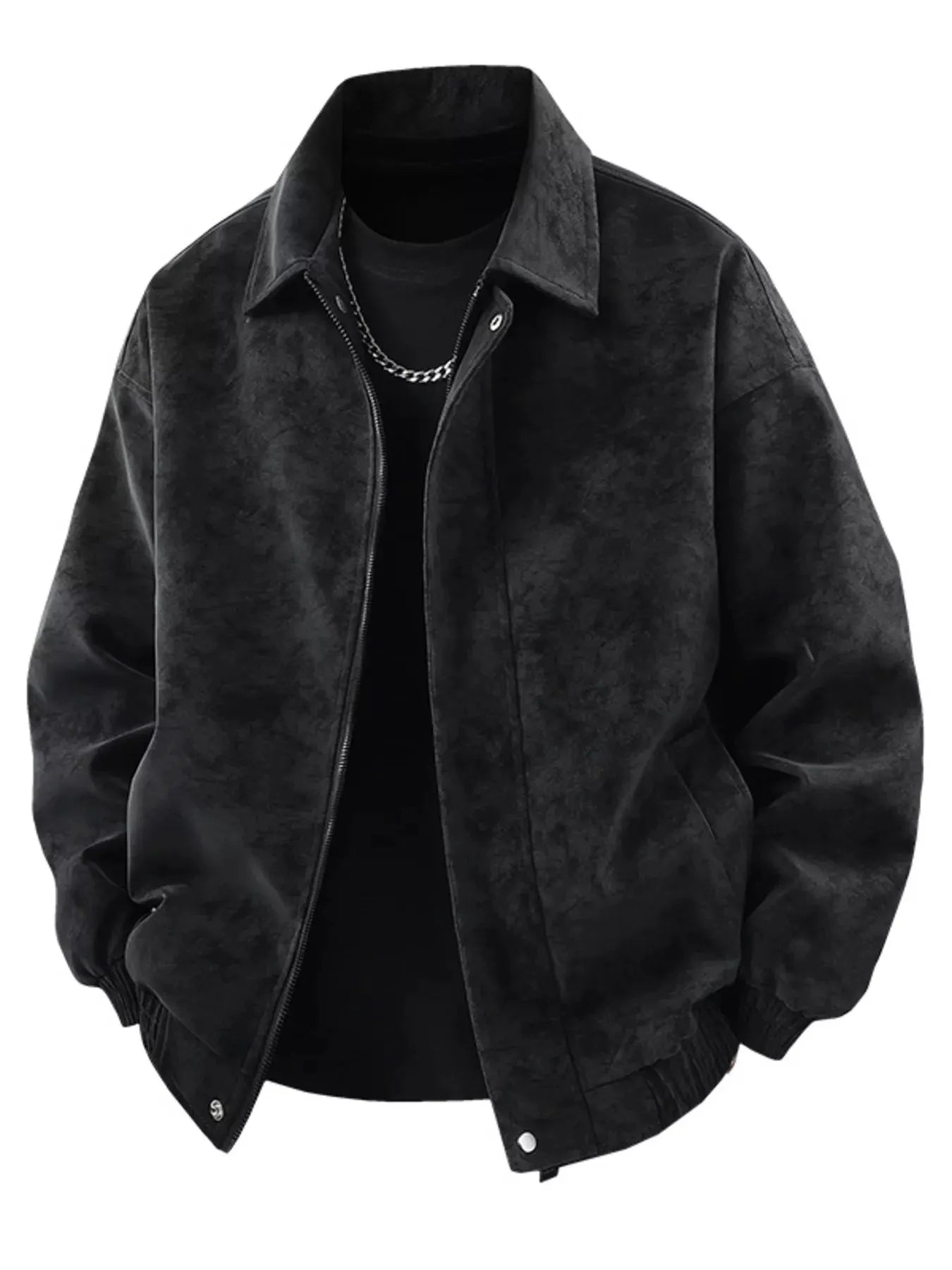 Men's Plus Size Zip Up Leather Jacket by Partner Label