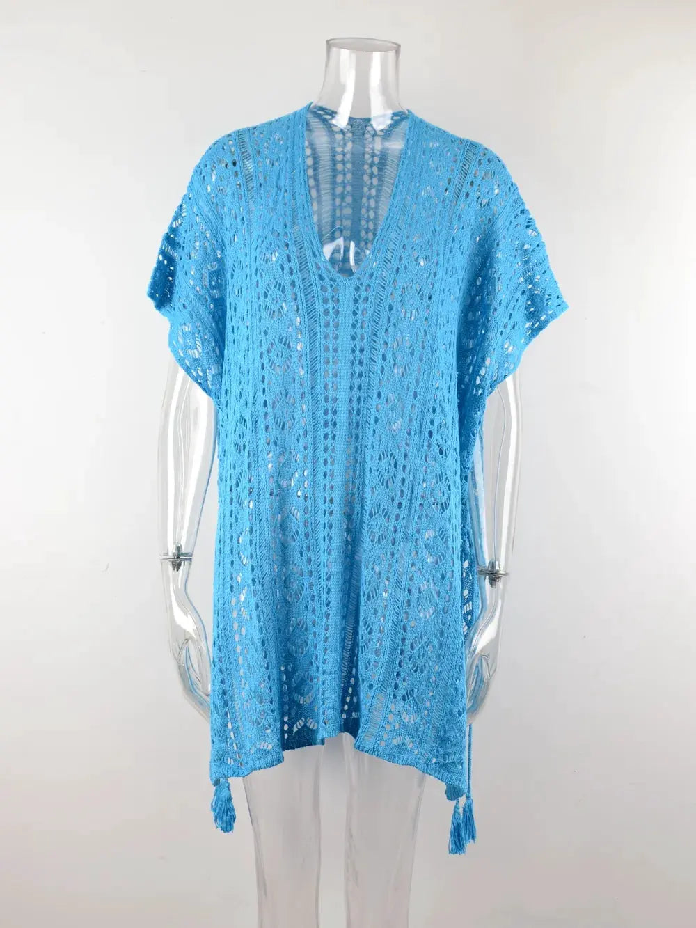 Angel Wings Cutout V-Neck Cover-Up with Tassel by Partner Labels