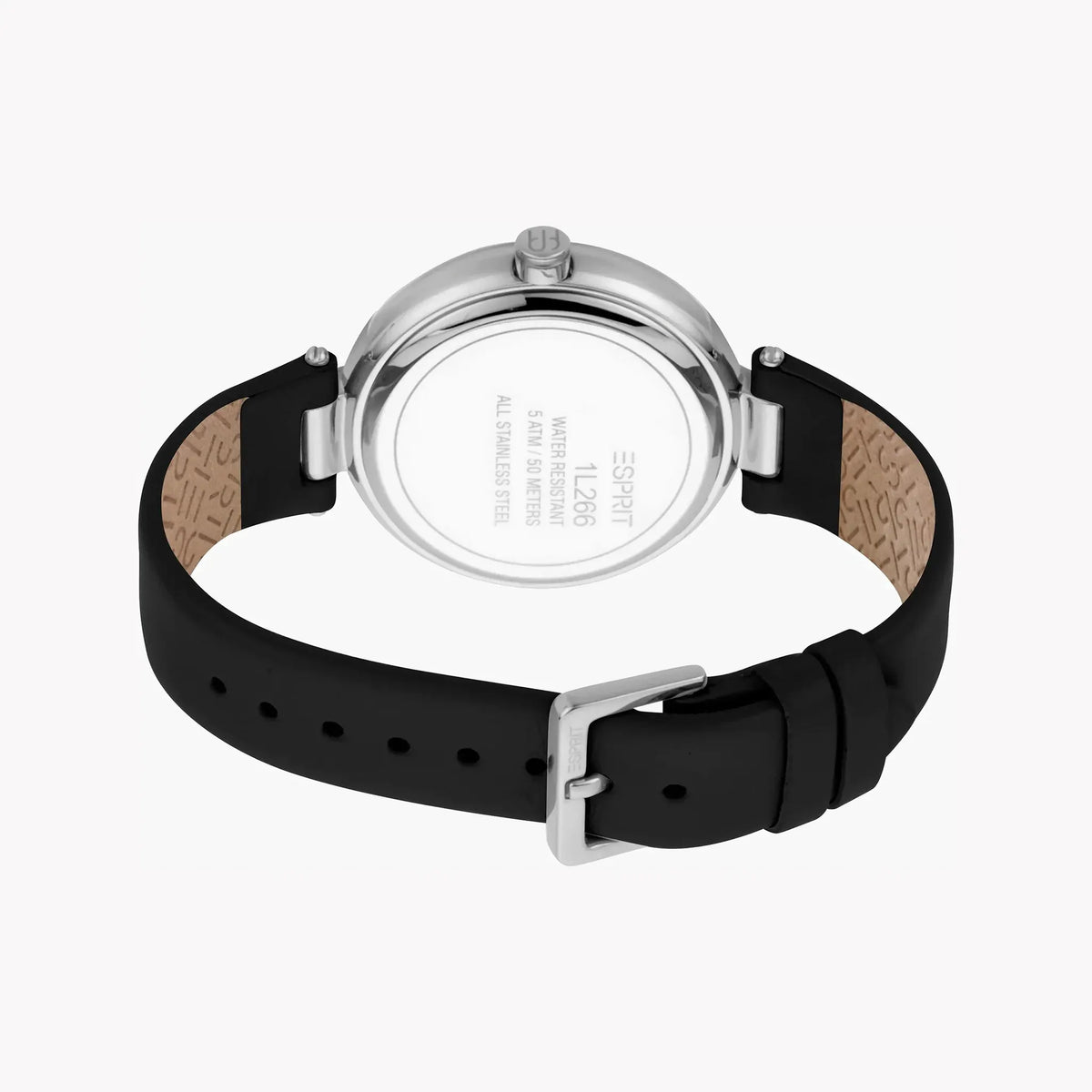 Esprit Women's Black Leather Watch, Silver Dial | Es1l147m0065 by ESPRIT