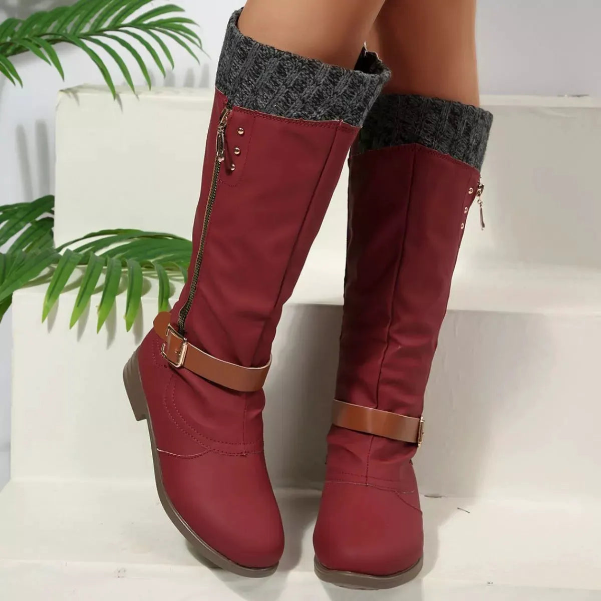Round Toe Block Heels Boots by Partner Label