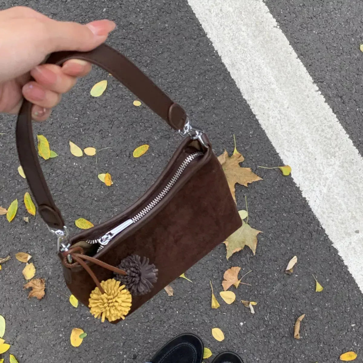 Suede Crossbody Bag with Adjustable Shoulder Strap by Partner Label