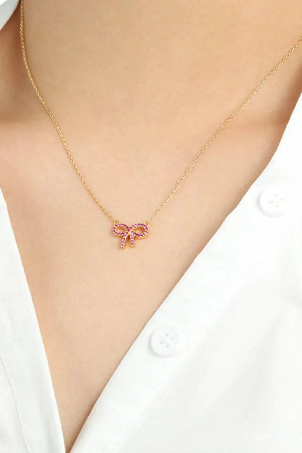 925 Sterling Silver Bow Necklace by Partner Label