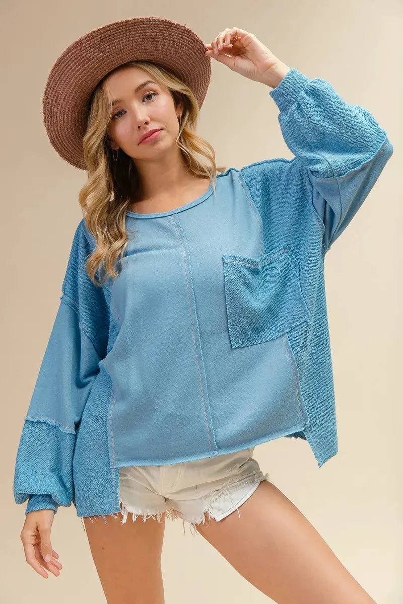BiBi Oversized Pocket Front Sweatshirt by BiBi