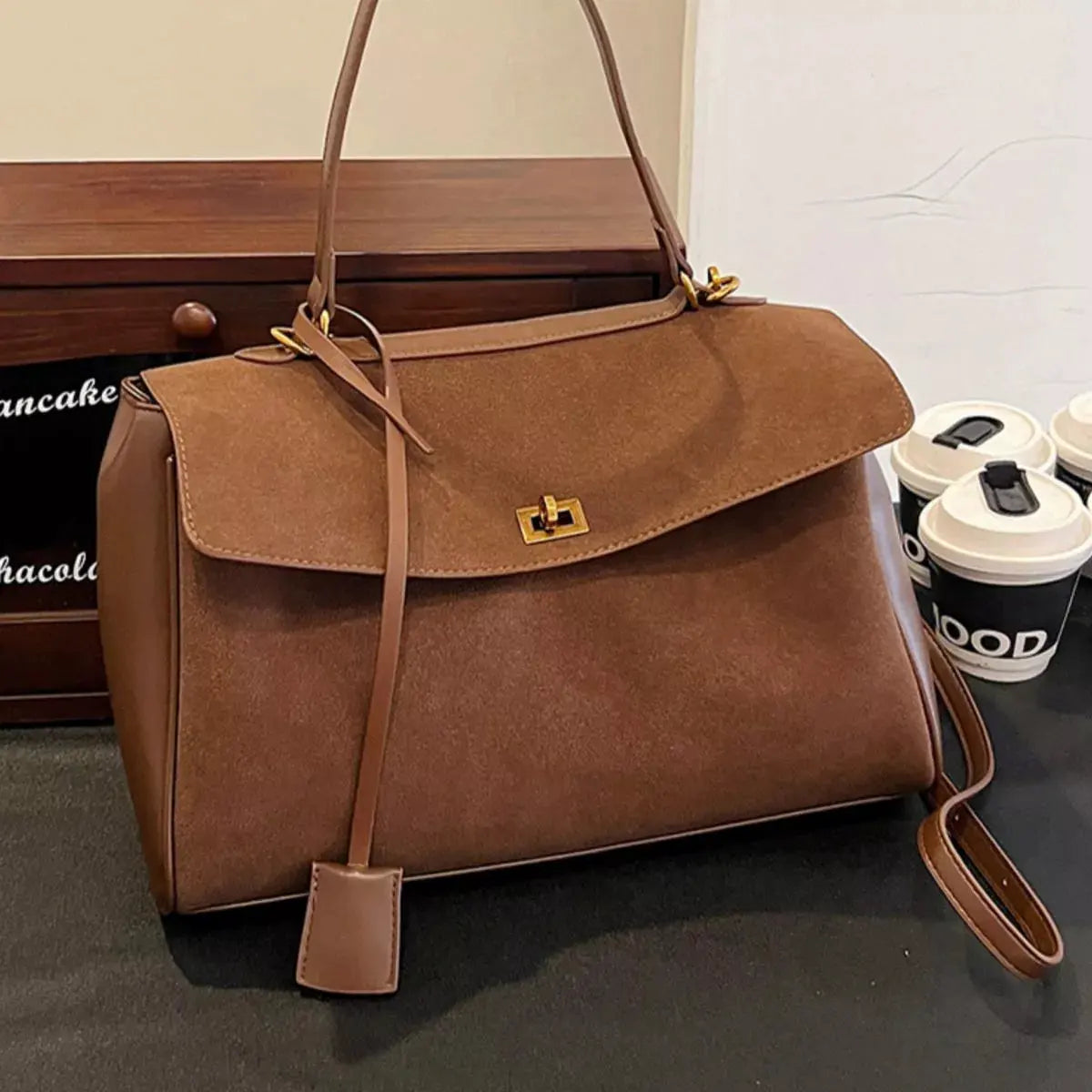 Solid Color Flap Crossbody Bag by Partner Label