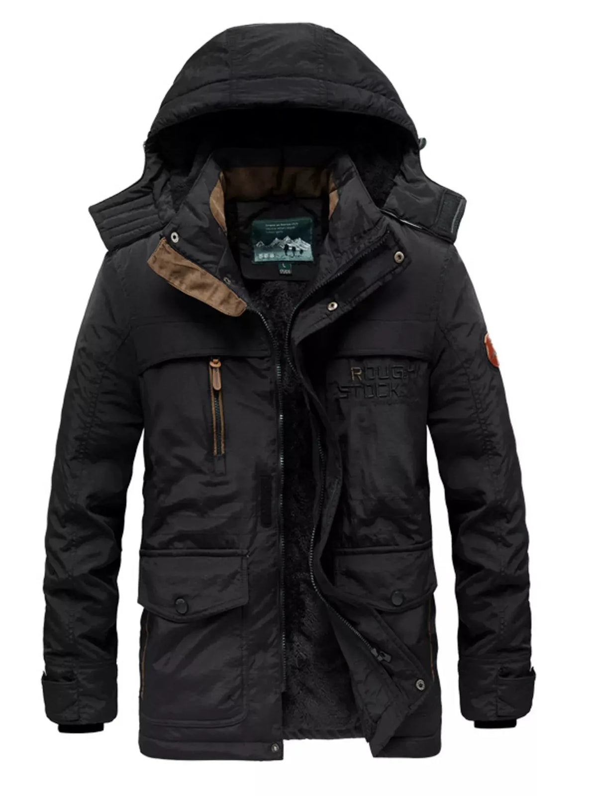 Men's Plus Size Zip Up Hooded Parka Coat by Partner Label
