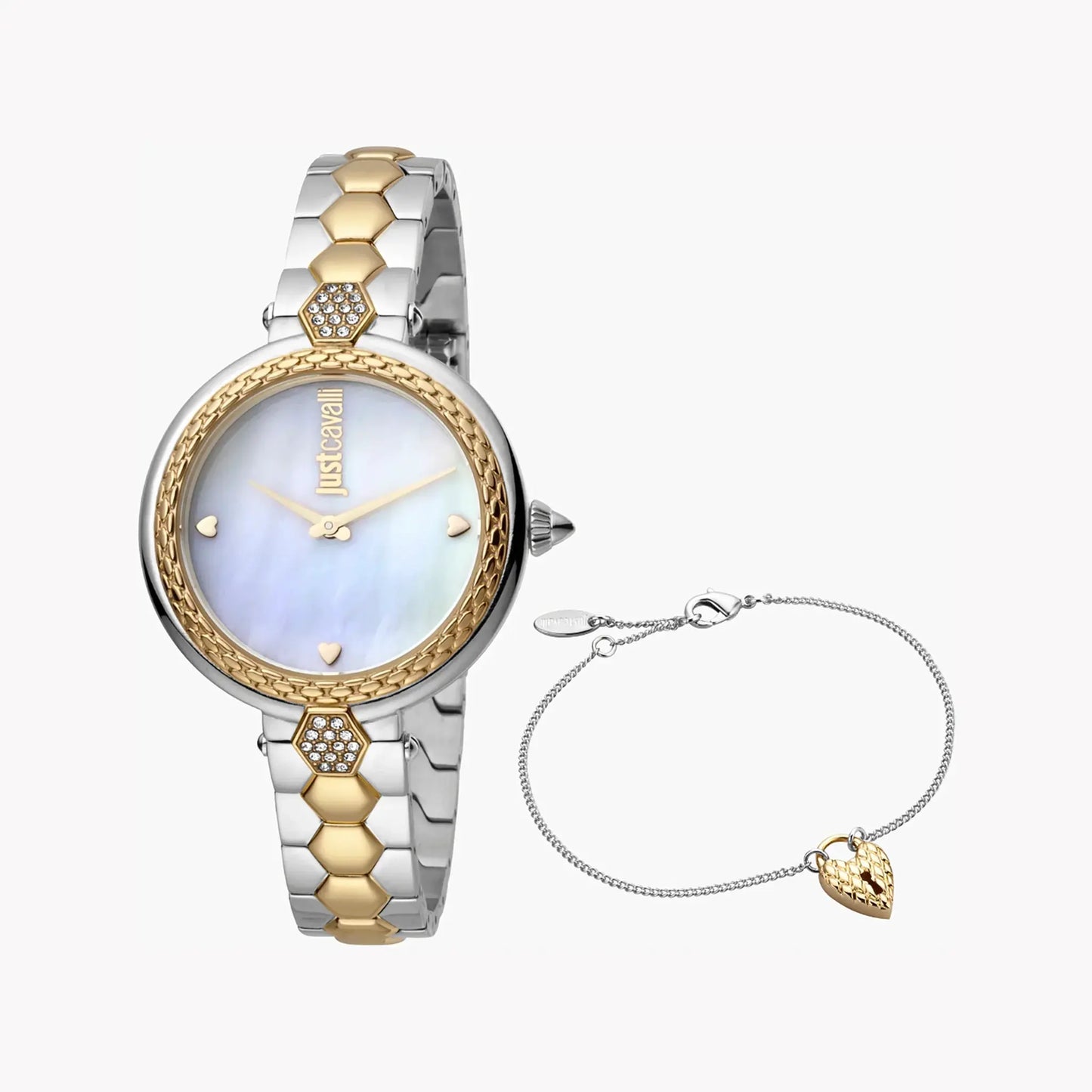 Just Cavalli Women's Silver & Gold Watch, White Dial | Jc1l128m0595 by JUST CAVALLI