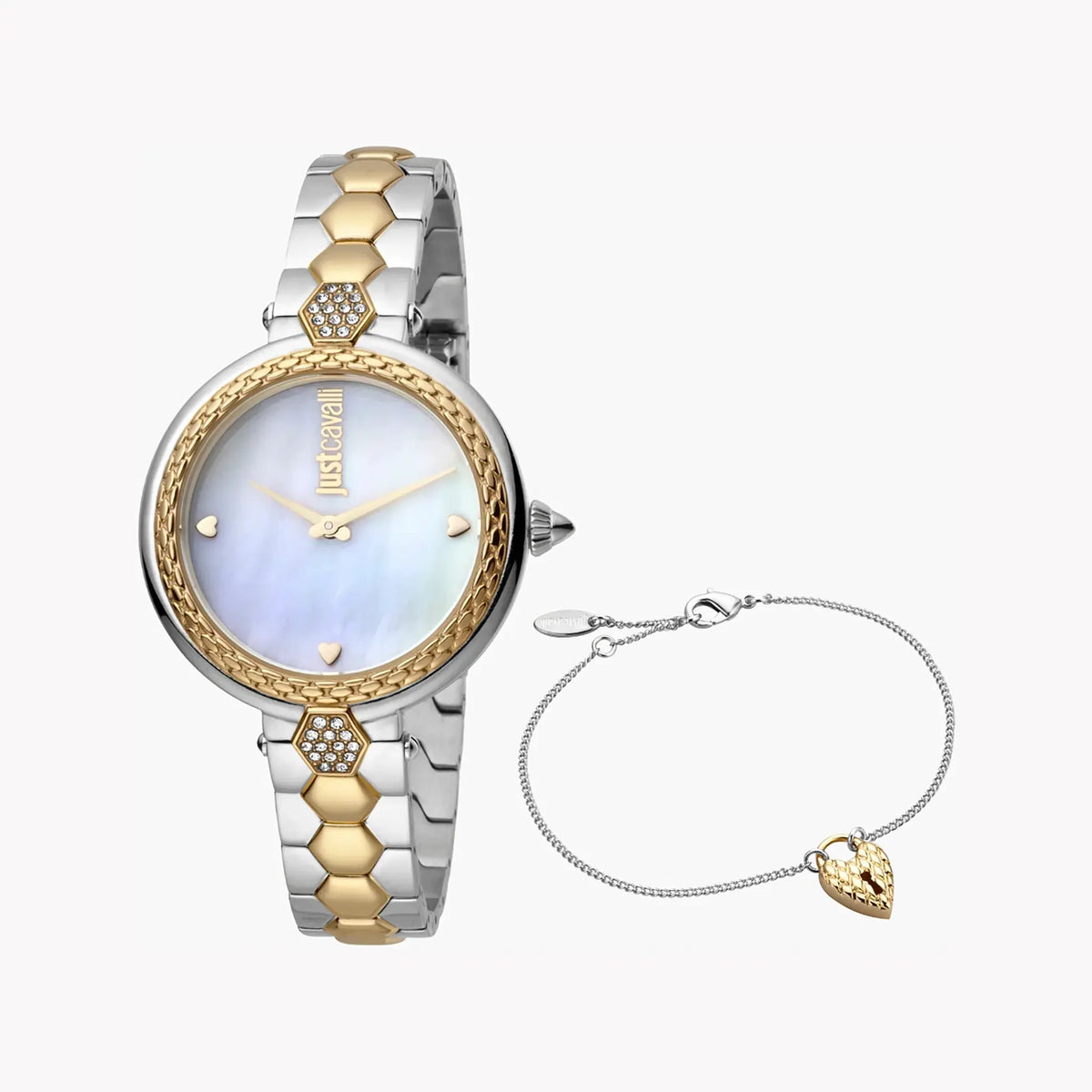 Just Cavalli Women's Silver & Gold Watch, White Dial | Jc1l128m0595 by JUST CAVALLI