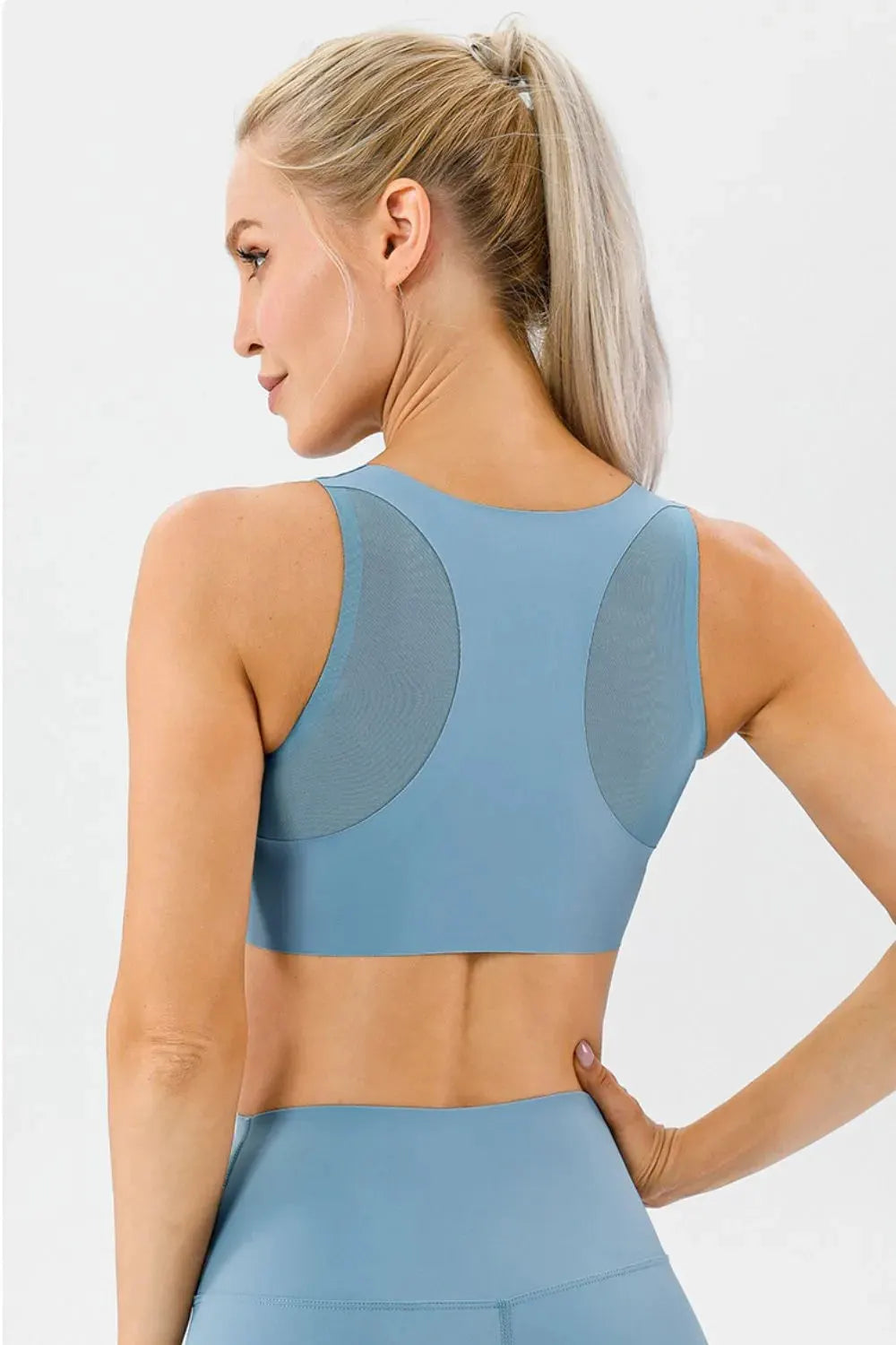 Round Neck Wide Strap Active Bra by Partner Label